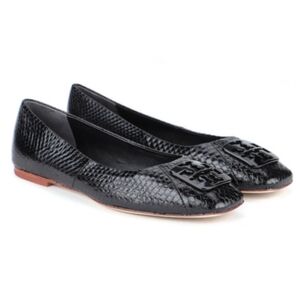 Tory Burch Black Snake Georgia Flats Size 10.5